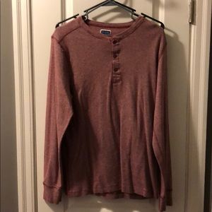 J Crew Henley Sz L Dark Red